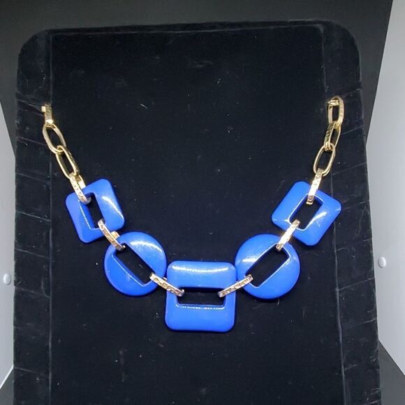 NWT Accessories Blue & Gold Necklace - Picture 1 of 3
